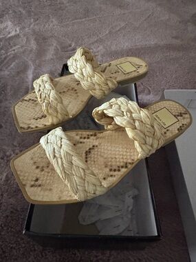 Dolce Vita Braided Double-Strap Slide Sandals in Natural